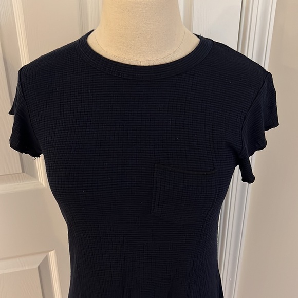 Navy blue ribbed T-shirt dress - Picture 8 of 11